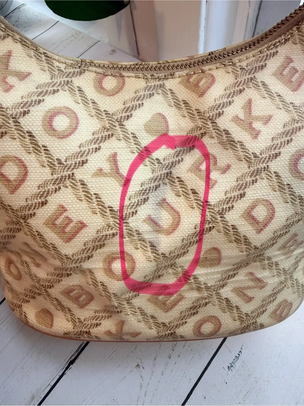 Dooney & Bourke | Vintage Y2K Cream Crossword Logo Mini Hobo Bag